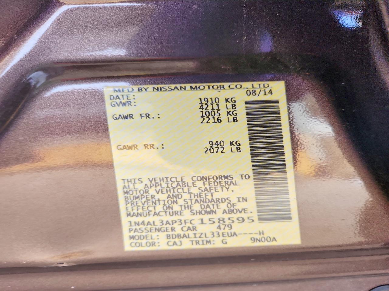 2015 NISSAN ALTIMA 2.5 photo 12