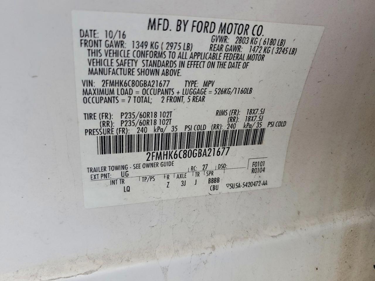 2016 FORD FLEX SEL photo 14