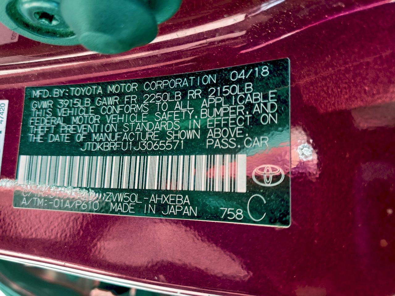 2018 TOYOTA PRIUS photo 12