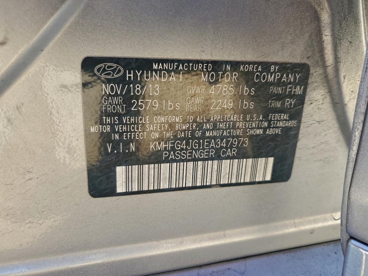 2014 HYUNDAI AZERA photo 12