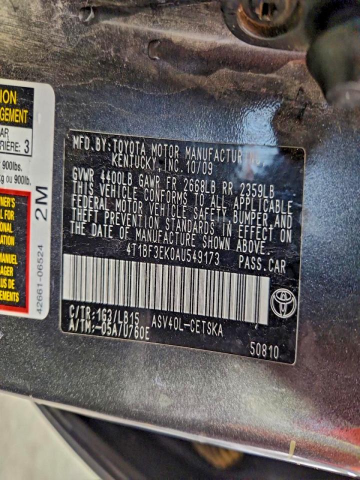 2010 TOYOTA CAMRY BASE photo 12