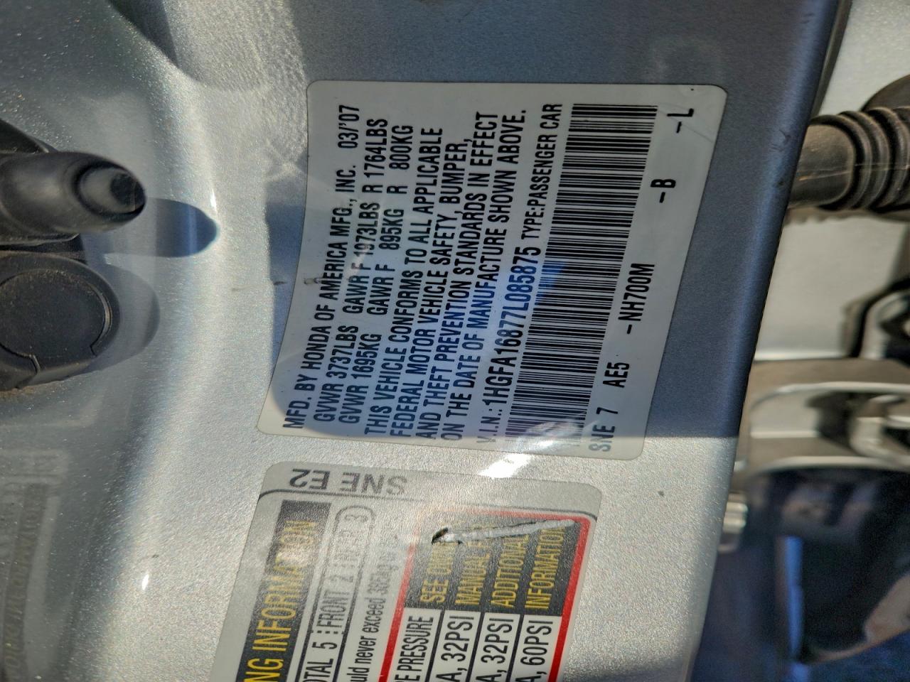 2007 HONDA CIVIC EX photo 12