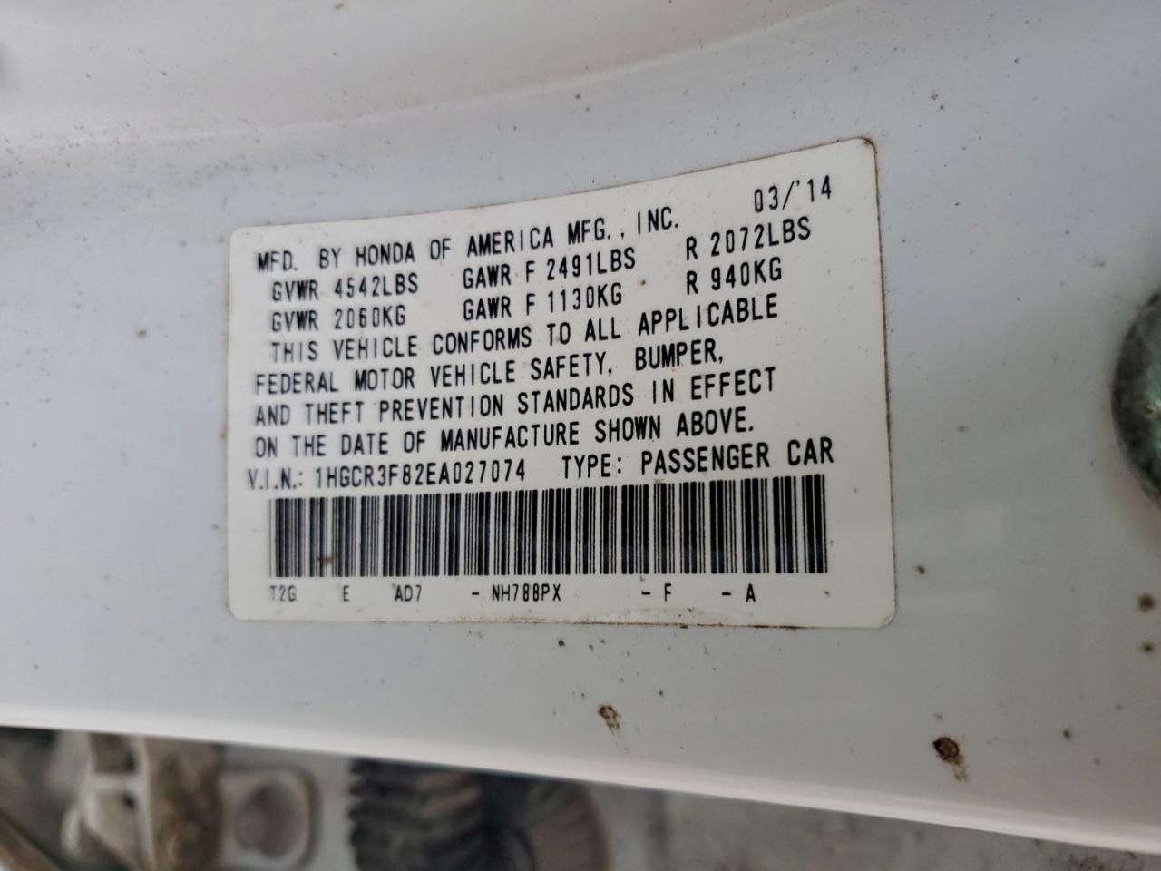2014 HONDA ACCORD EXL photo 12