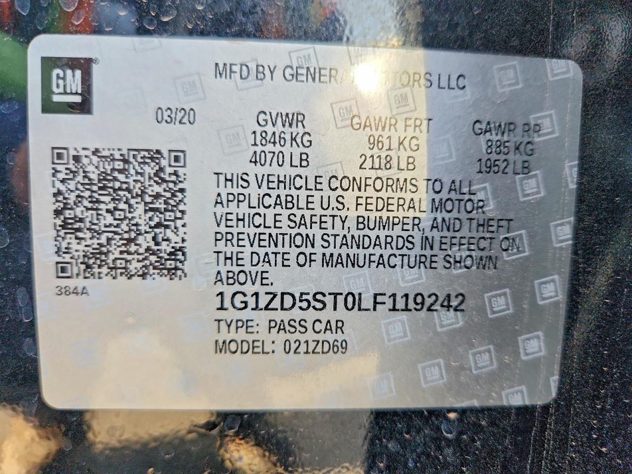 2020 CHEVROLET MALIBU LT photo 13
