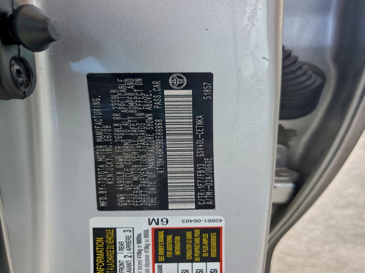 2009 TOYOTA CAMRY SE photo 12