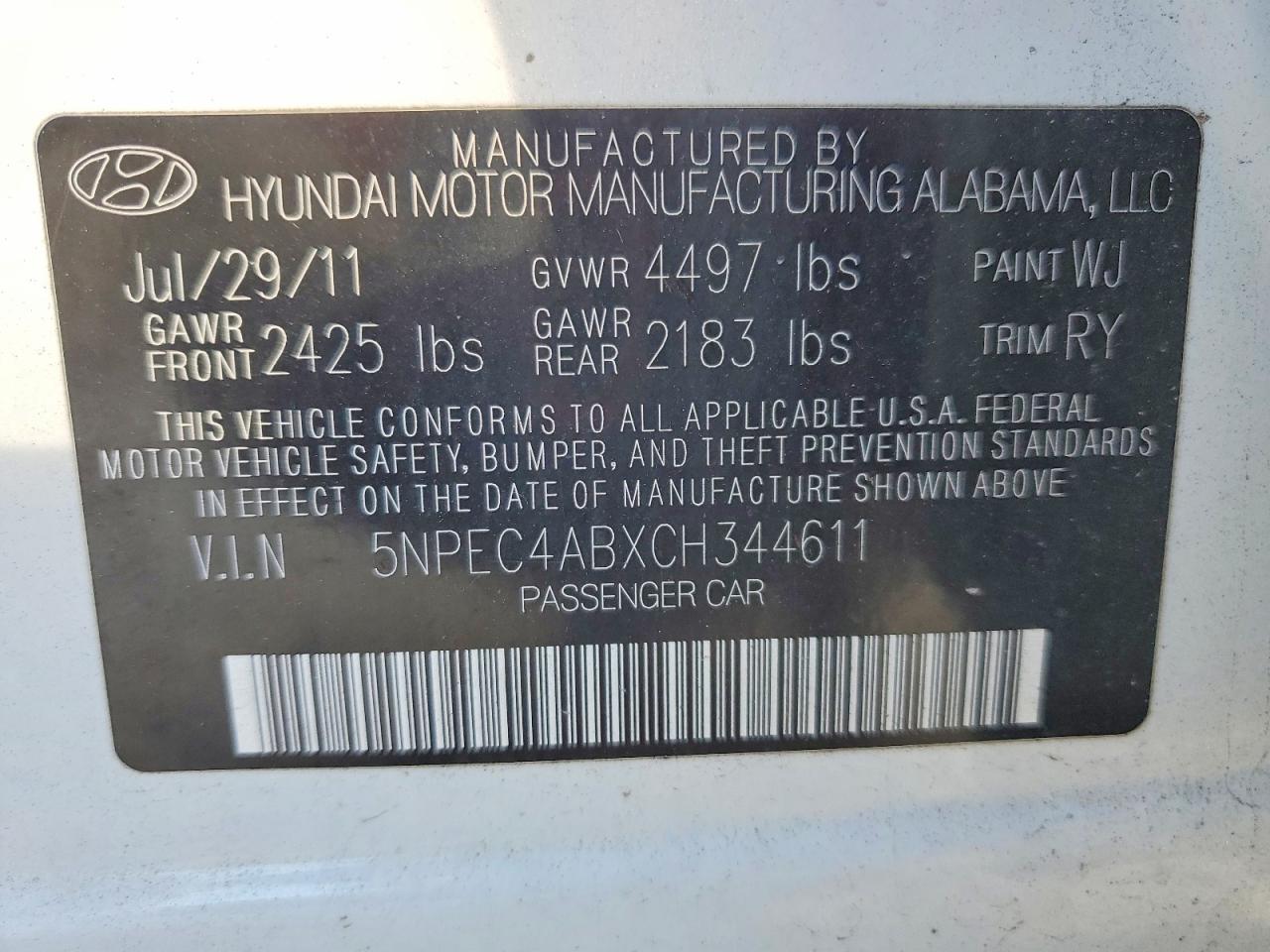 2012 HYUNDAI SONATA SE photo 25