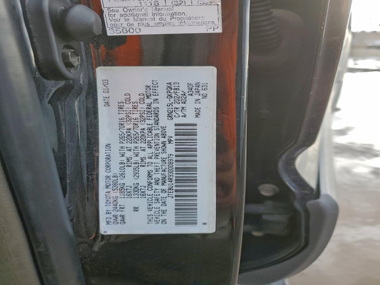 2003 TOYOTA 4RUNNER SR5 photo 13