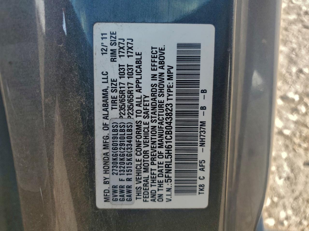 2012 HONDA ODYSSEY EXL photo 13