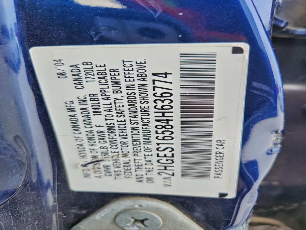 2004 HONDA CIVIC LX photo 13