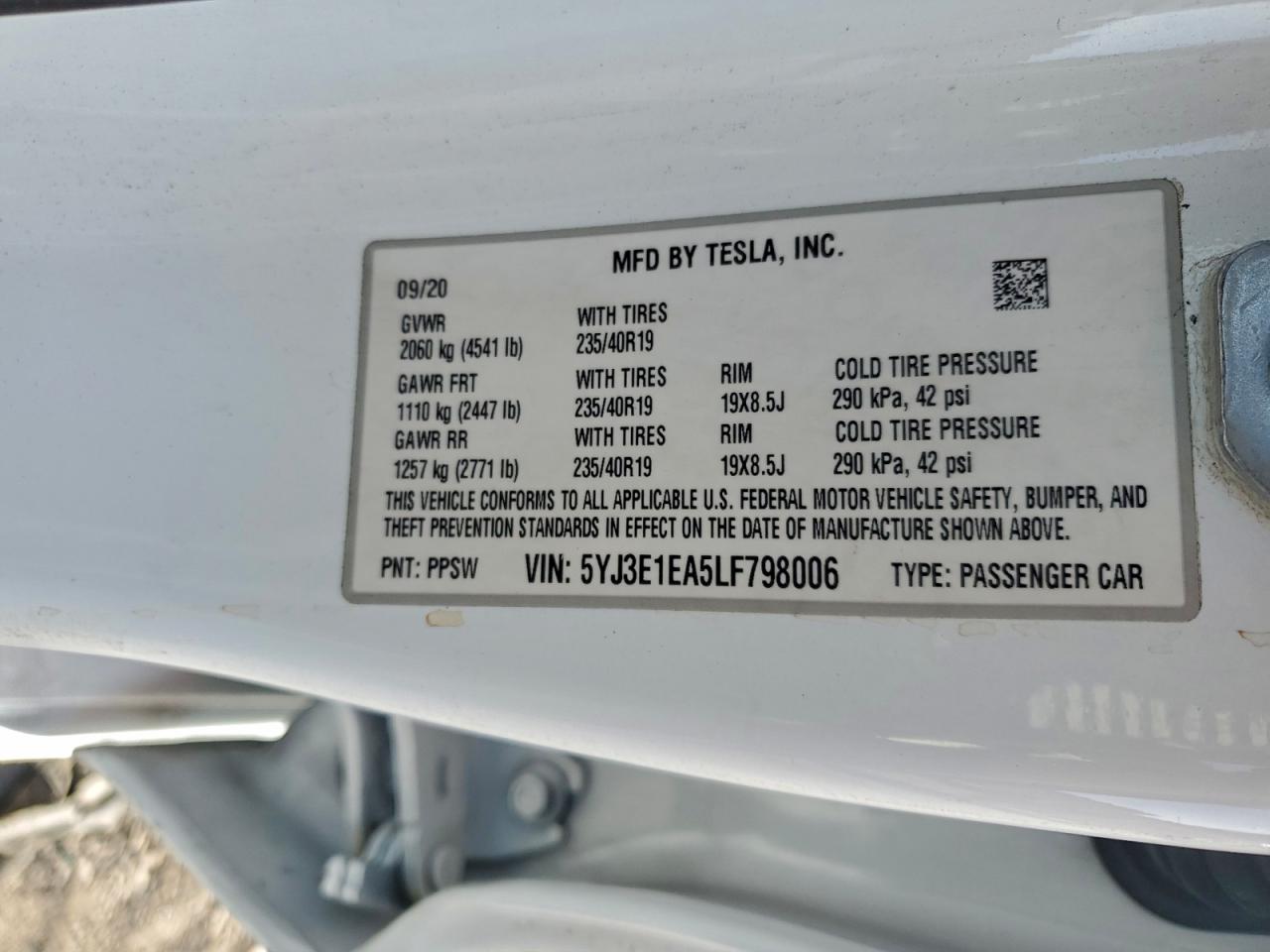 2020 TESLA MODEL 3 photo 14