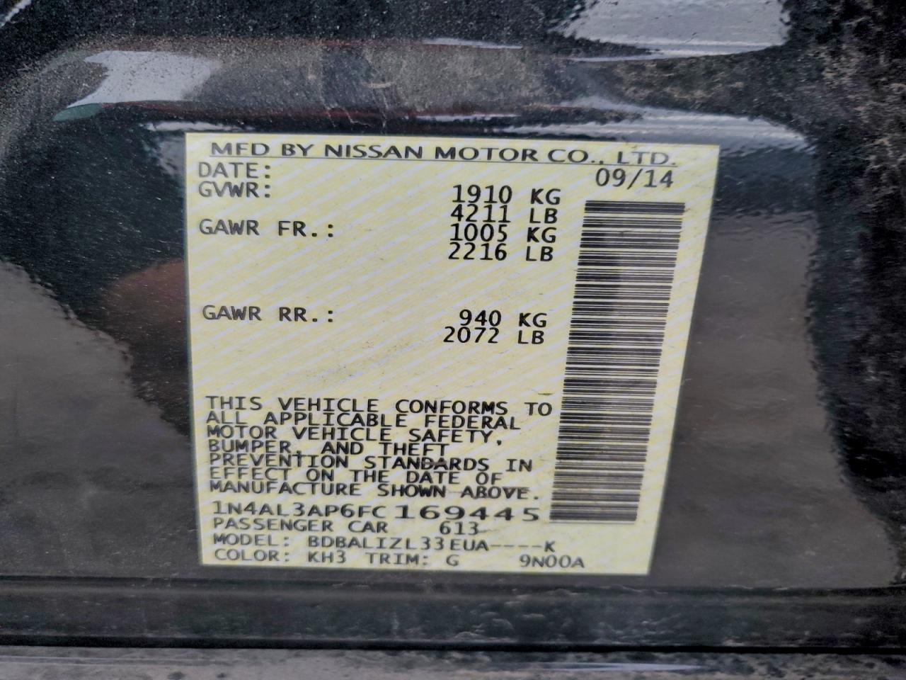 2015 NISSAN ALTIMA 2.5 photo 13
