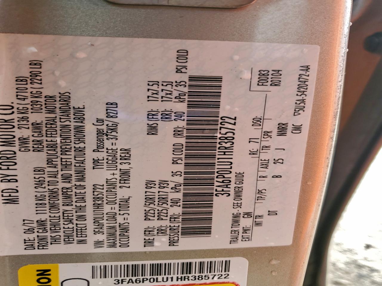2017 FORD FUSION SE HYBRID photo 23