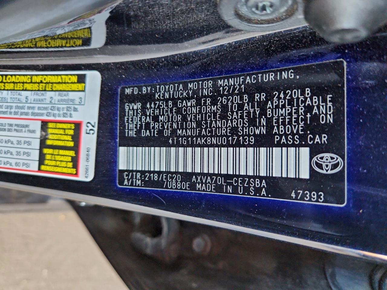 2022 TOYOTA CAMRY SE photo 12