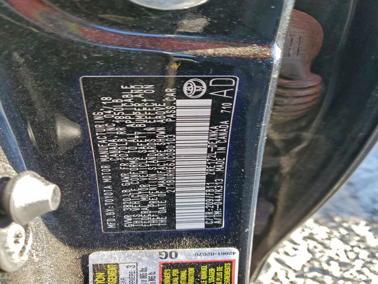 2018 TOYOTA COROLLA L photo 12