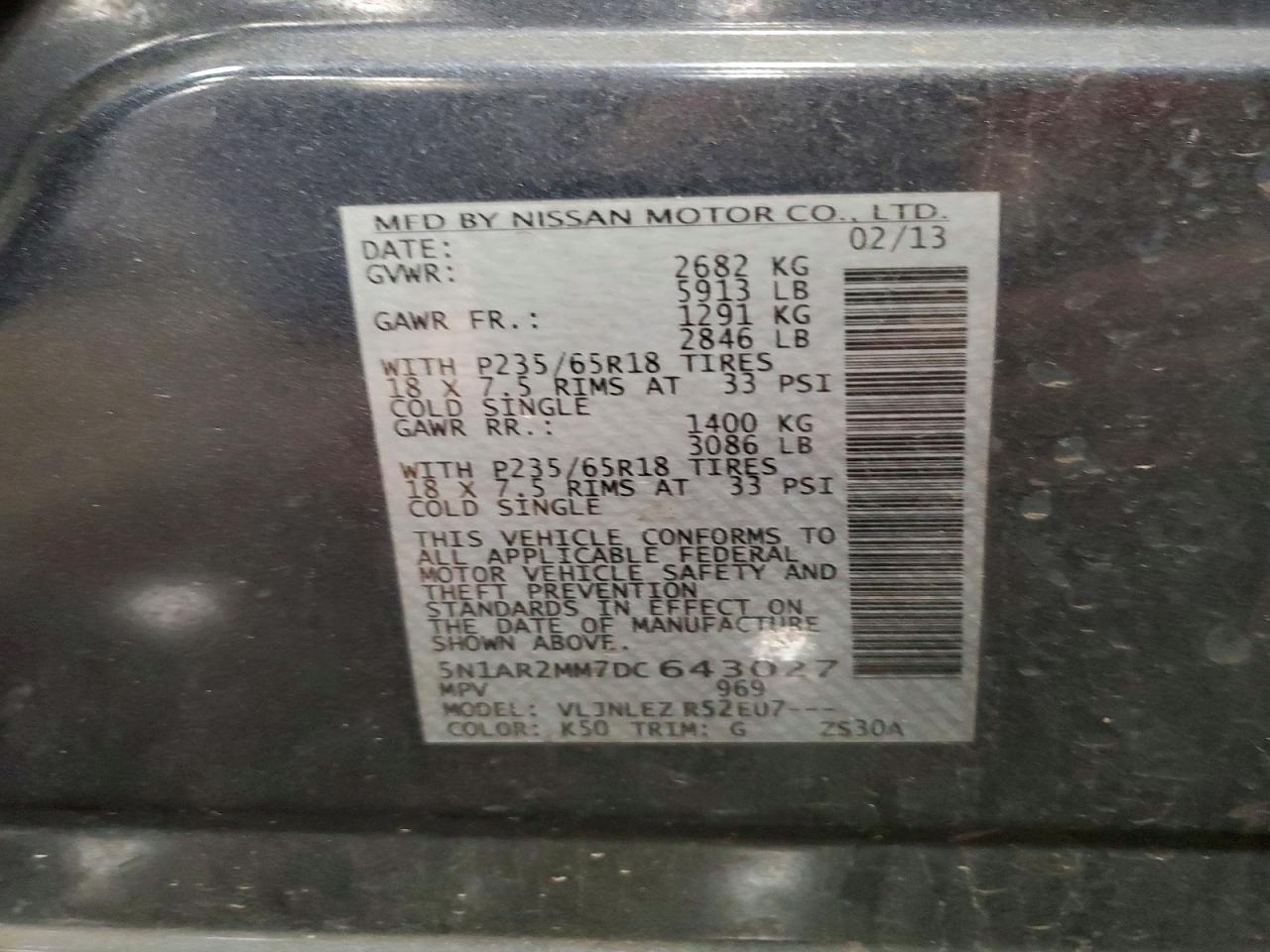 2013 NISSAN PATHFINDER S photo 25