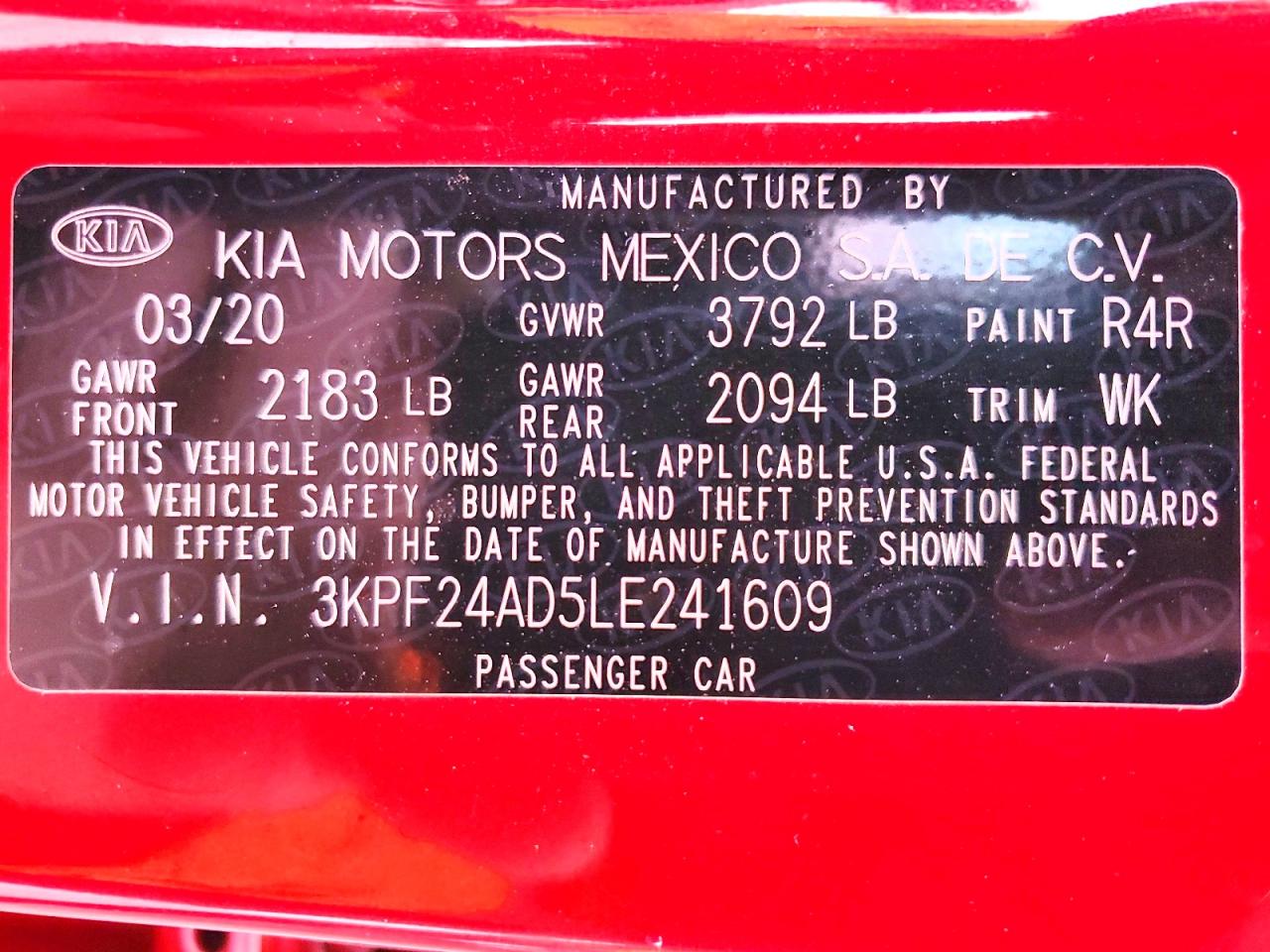 2020 KIA FORTE FE photo 34