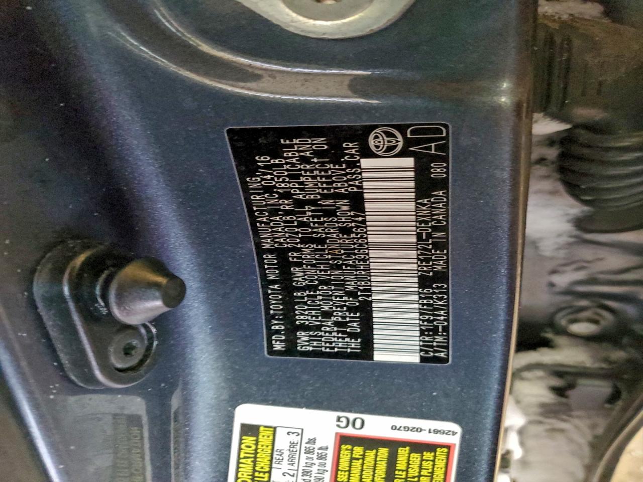 2016 TOYOTA COROLLA L photo 12