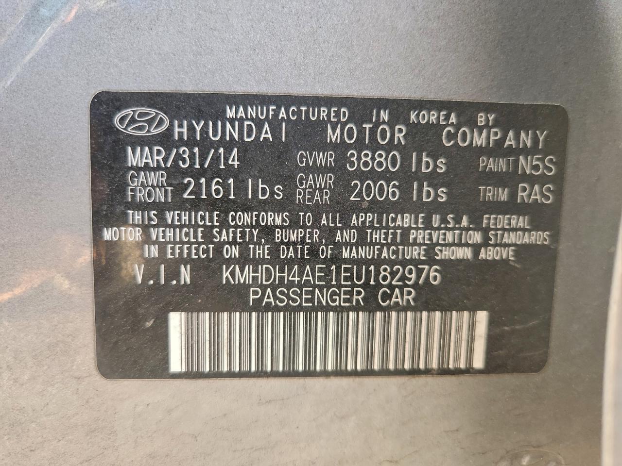 2014 HYUNDAI ELANTRA SE photo 12