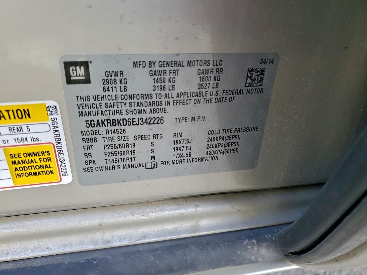 2014 BUICK ENCLAVE photo 13