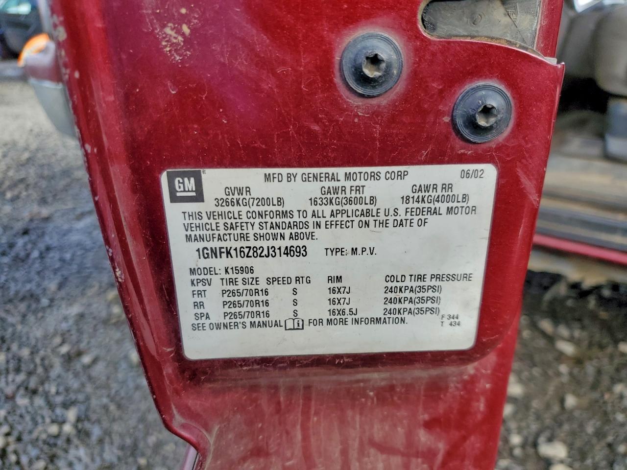 2002 CHEVROLET SUBURBAN K1500 photo 12