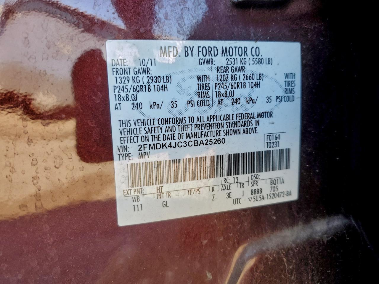 2012 FORD EDGE SEL photo 14