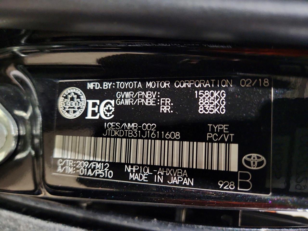 2018 TOYOTA PRIUS C photo 25