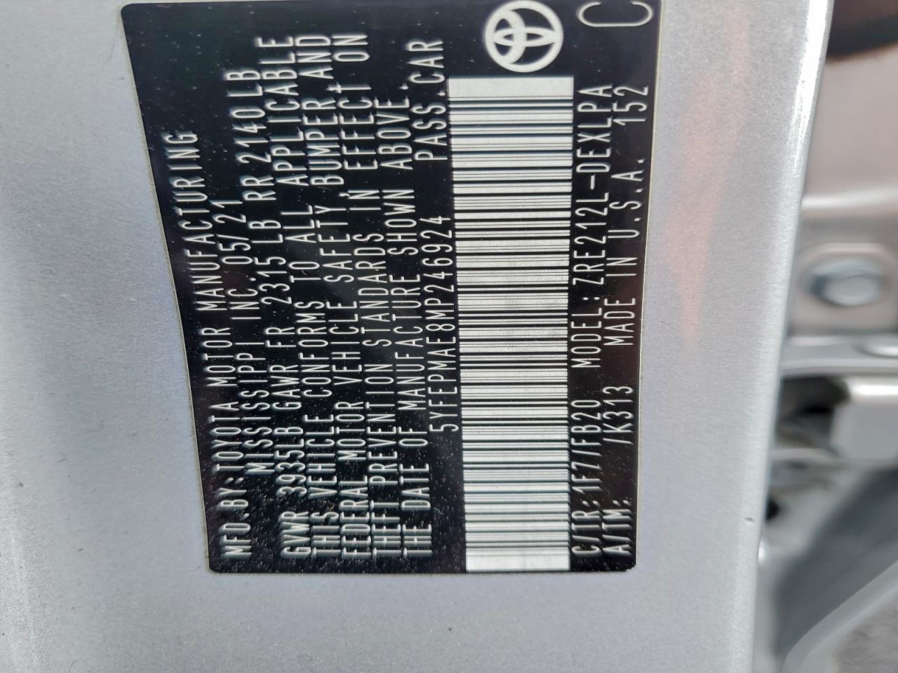 2021 TOYOTA COROLLA LE photo 13