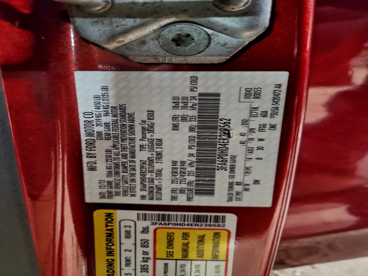 2014 FORD FUSION SE photo 12