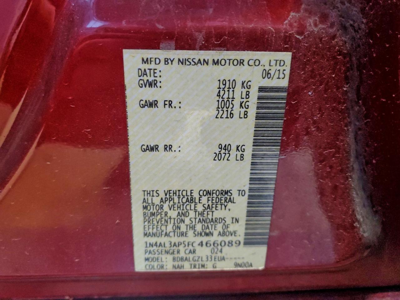 2015 NISSAN ALTIMA 2.5 photo 12