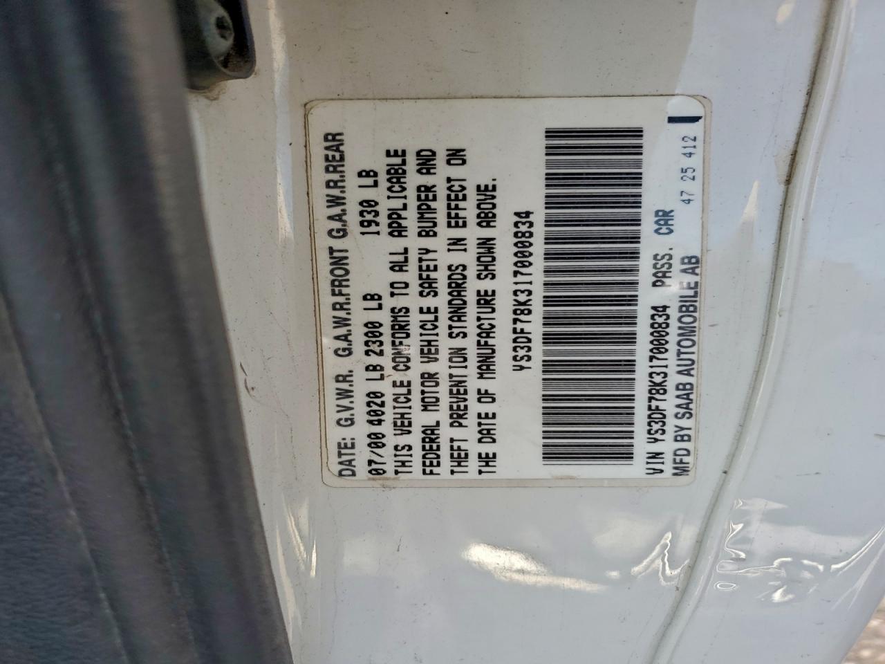 2001 SAAB 9-3 SE photo 12