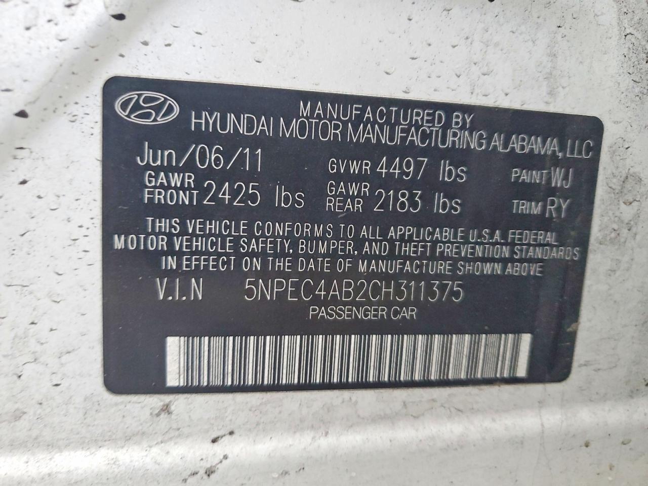 2012 HYUNDAI SONATA SE photo 12