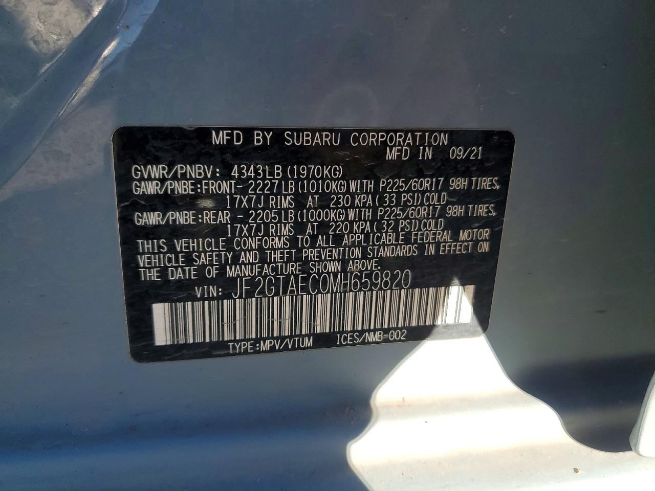 2021 SUBARU CROSSTREK PREMIUM photo 13