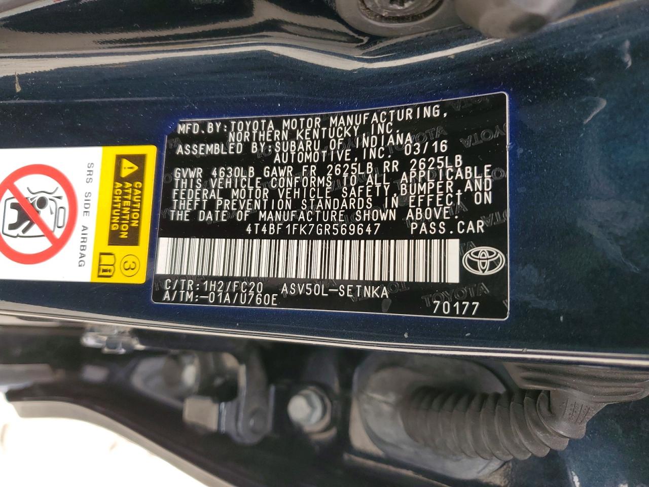2016 TOYOTA CAMRY LE photo 12