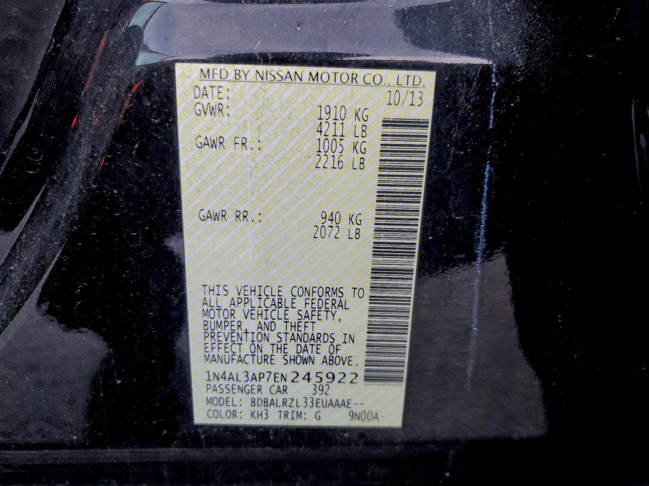 2014 NISSAN ALTIMA 2.5 photo 12