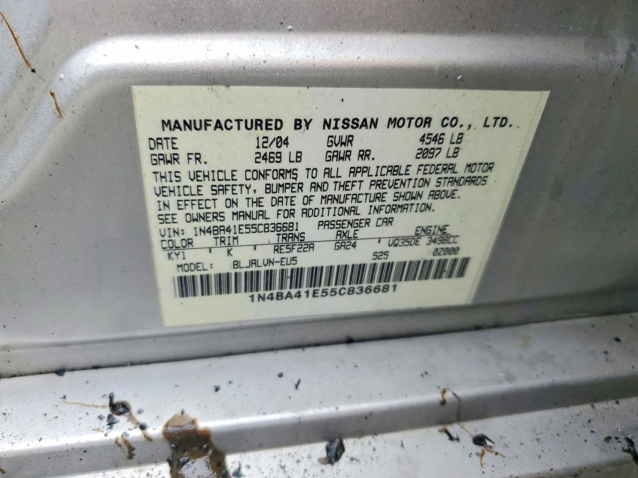 2005 NISSAN MAXIMA SE photo 12