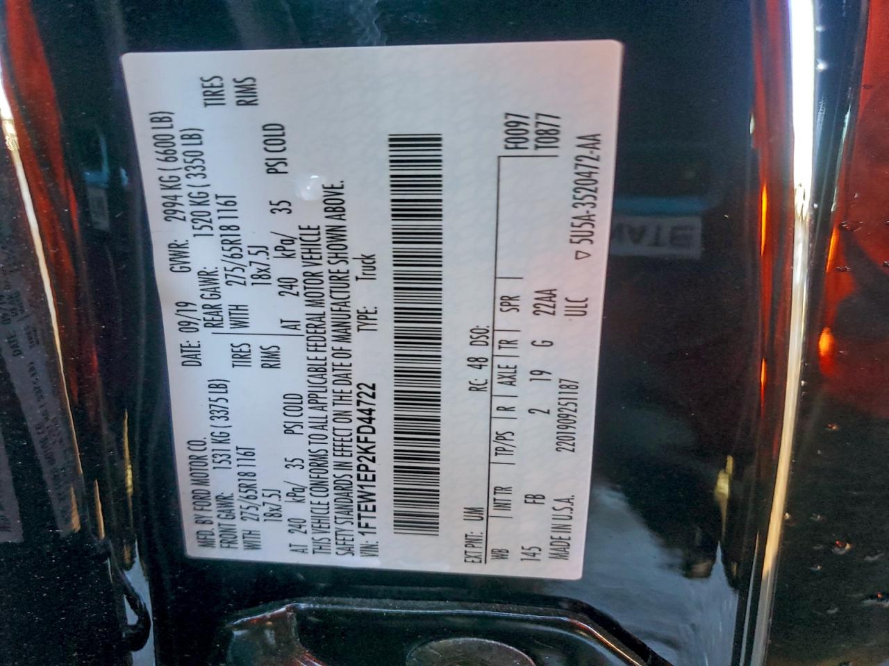 2019 FORD F150 SUPERCREW photo 12