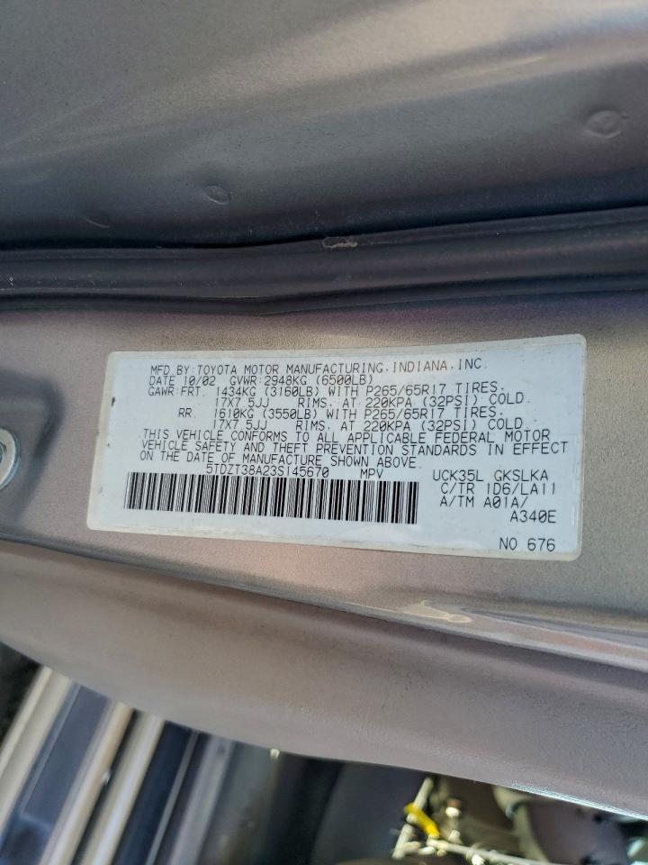 2003 TOYOTA SEQUOIA LIMITED photo 13