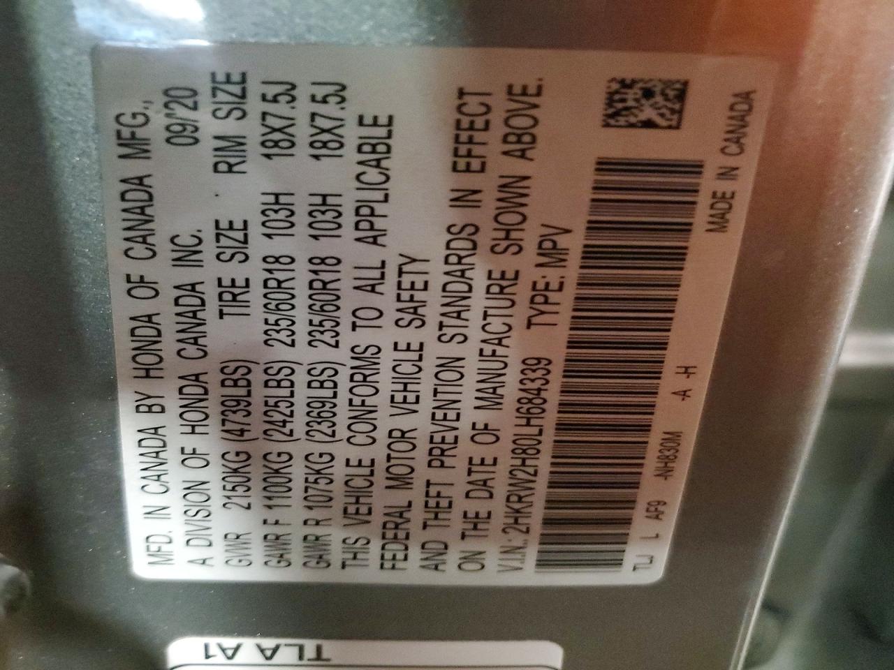 2020 HONDA CR-V EXL photo 25