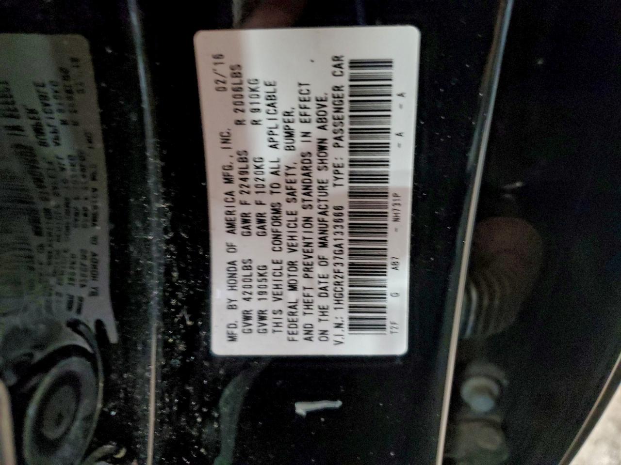 2016 HONDA ACCORD LX photo 12