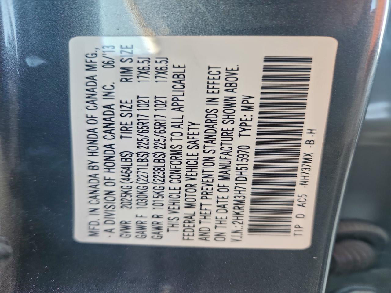 2013 HONDA CR-V EXL photo 13