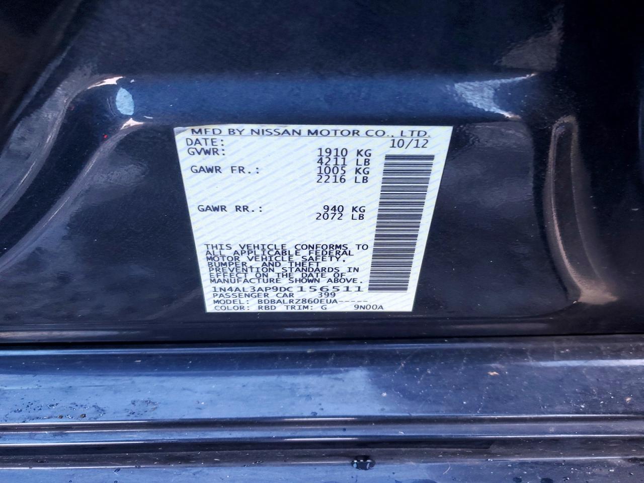 2013 NISSAN ALTIMA 2.5 photo 12