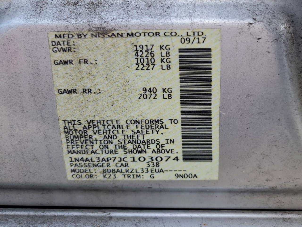 2018 NISSAN ALTIMA 2.5 photo 12