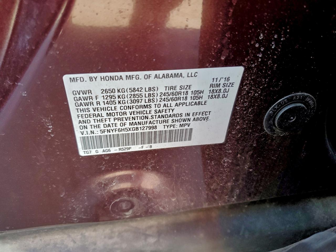 2016 HONDA PILOT EXL photo 13