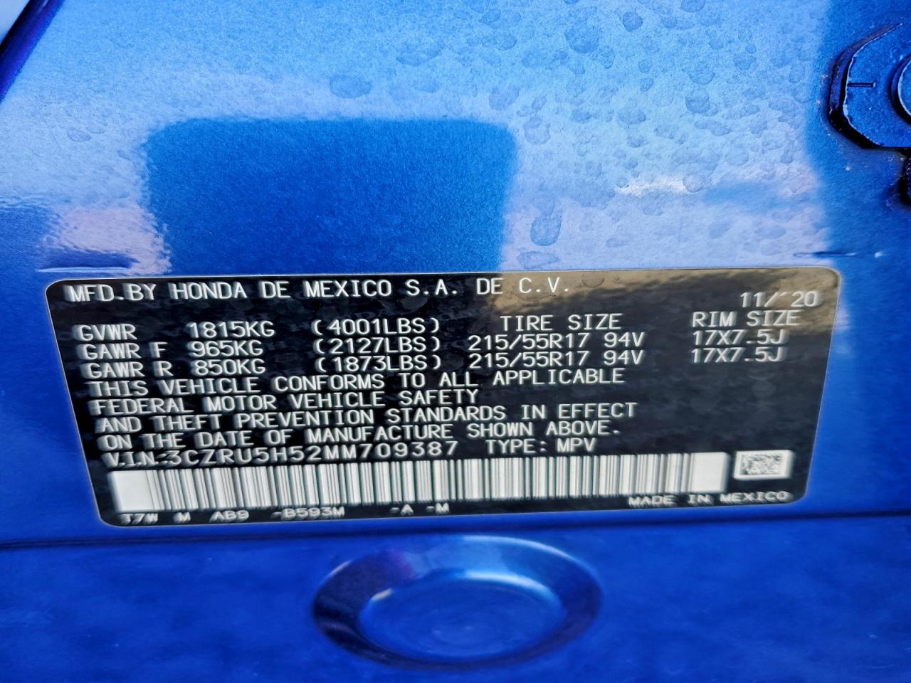 2021 HONDA HR-V EX photo 13