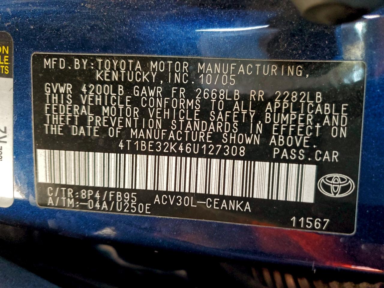 2006 TOYOTA CAMRY LE photo 12