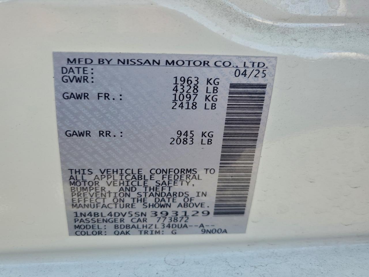 2025 NISSAN ALTIMA SV photo 13