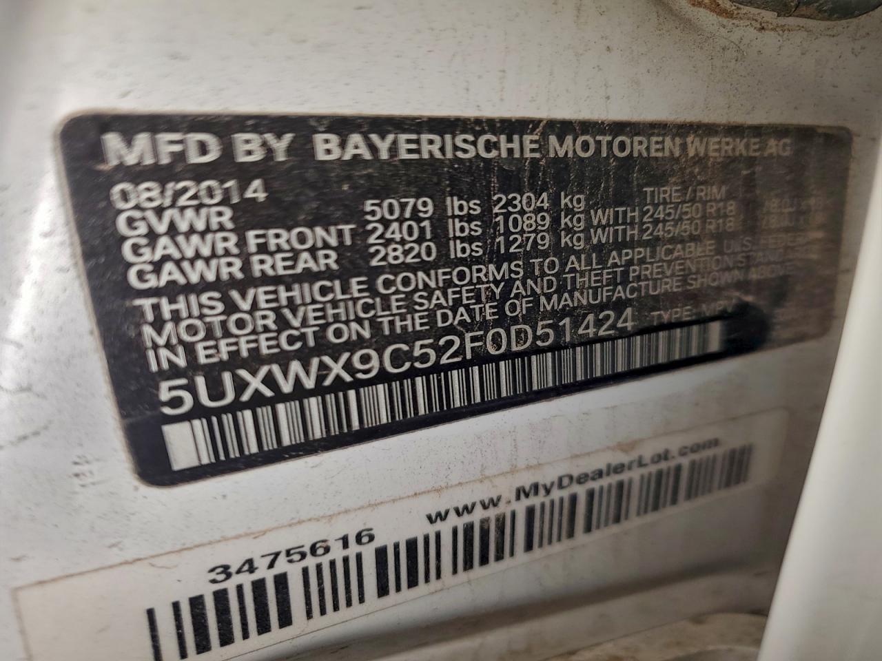 2015 BMW X3 XDRIVE28I photo 12