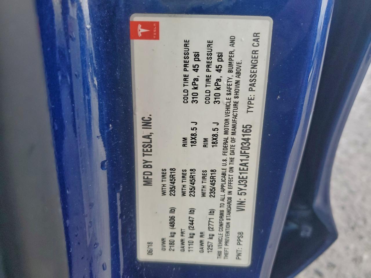2018 TESLA MODEL 3 photo 12
