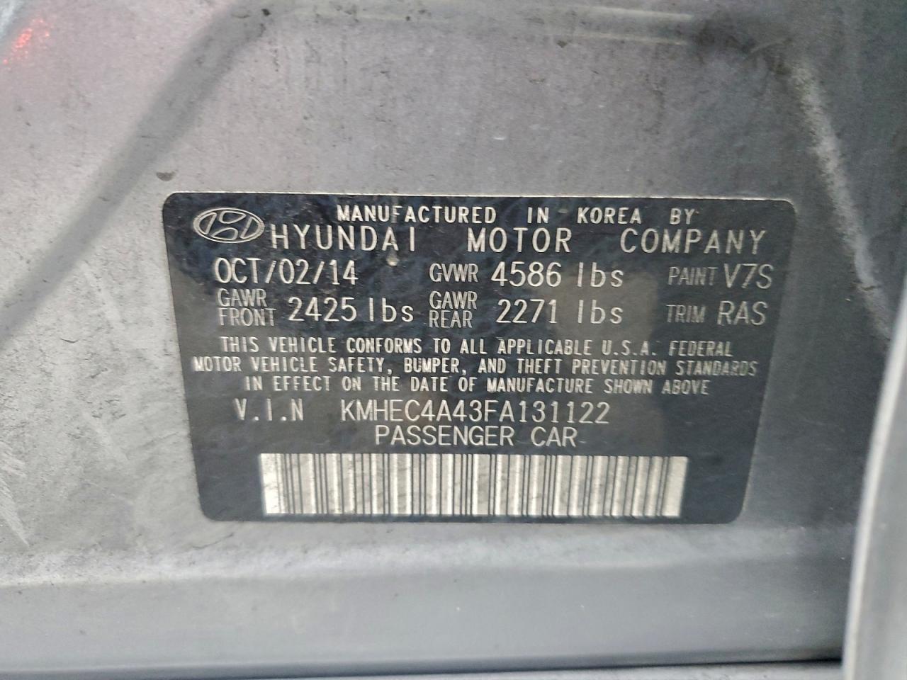 2015 HYUNDAI SONATA HYBRID photo 12