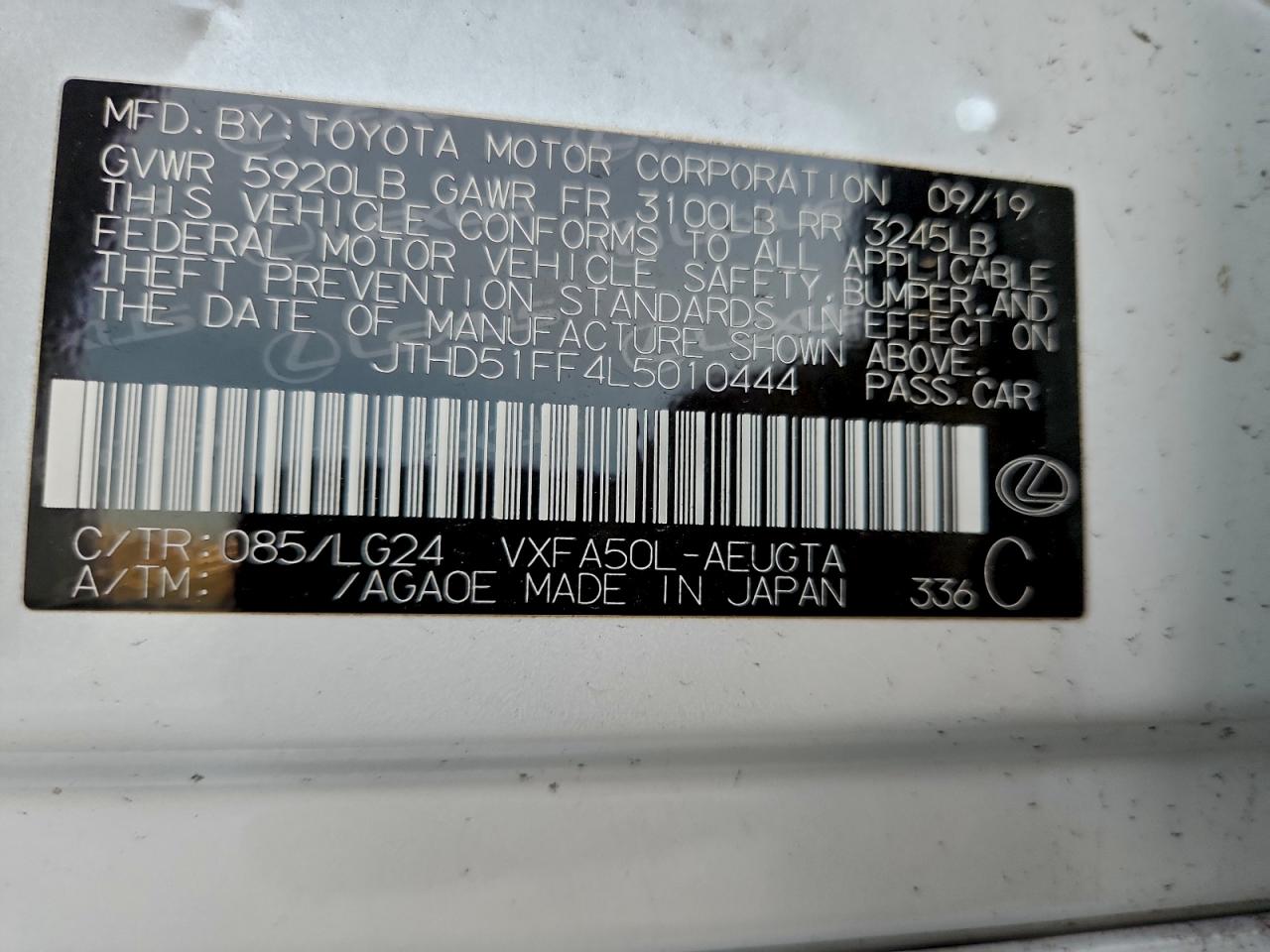 2020 LEXUS LS 500 BASE photo 12